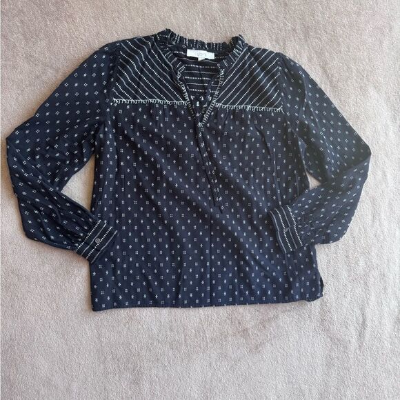 LOFT Tops - LOFT Navy and White Patterned Top